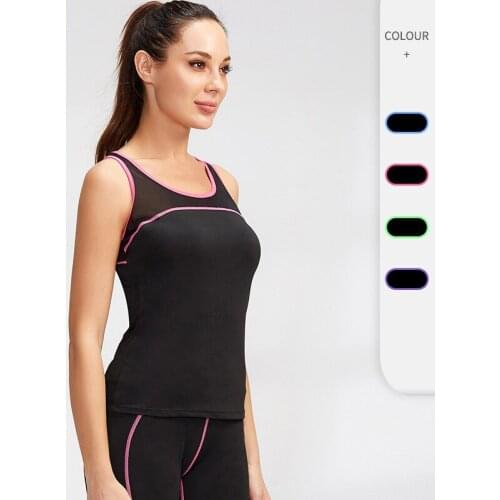 Womens yoga sports vest, fitness running, hit color and fight net, breathable tights, stretch and quick-drying vest 92102