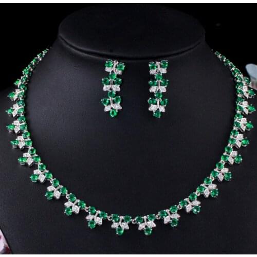 Zlxgirl jewelry High quality women wedding Jewellery set Cubic Zirconia Necklace Earring Party Jewelry Set bridal accessory sets