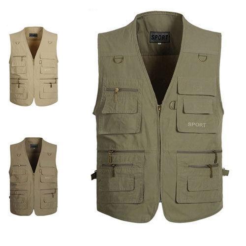 Multi Pocket Tactical Vests Middle-aged Outdoor Hunting Hiking Fishing Photography Vest Plus Size Men Summer Sleeveless Jacket