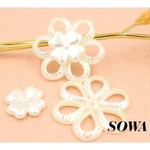 Sales!10Pcs Big 55mm Round Ivory Craft ABS Resin Imitation Pearls Hollow Flower Effect 3D Maple Designed Beads For DIY Jewelry