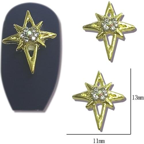 10pcs alloy nail art rhinestone metal bottom inlaid crystal strass 3 styles 3D nail DIY decorative items