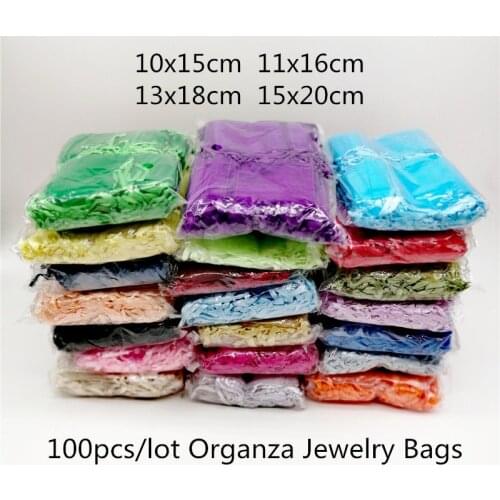100pcs Organza Drawstring Jewelry Bag Gift Bags For Jewelry Packaging Pouch Wedding Party Christmas Decoration Organza Gift Bags
