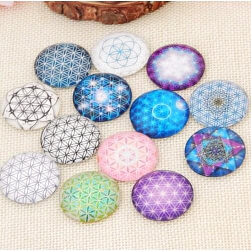 12mm-30mm Bright Glass Mosaico Mixed Color Printed Half Round/Dome Glass Mosaico Cabochons for Jewelry Making