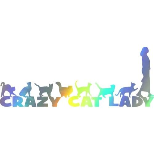 18.6X7.4CM Car Sticker Crazy Cat Lady Right Facing Funny Cute Car Window Decal Cats Wrap Decor Decals Car Accessories stickers