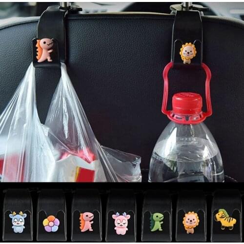 2Pcs Cute Cartoon Car Hooks Hanger Auto Car Seat Back Storage Hook Black Plastic Automobile Interior Storage Hanger Holder