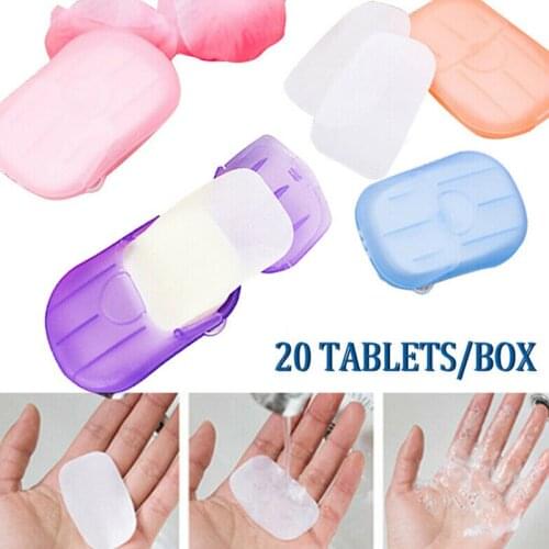 20pcs / box Portable soap paper Disposable soap box Mini soap paper outdoor product