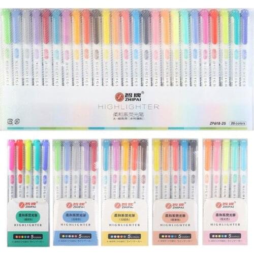 25 Colors Double Head Highlighter Pen Mildliner Colors Fluorescent Highlighters Art Marker School&Office Art Stationery Supply