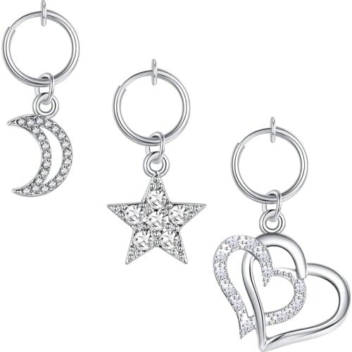 3Pcs Clip on Belly Button Rings Fake Belly Piercing Faux Piercings Ombligo Non Piercing Navel Ring Body Jewerlry