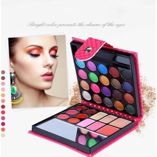 32 Colors Eye Shadow Blush Palette Professional Waterproof Sweatproof Durable Eyeshadow Set with Makeup Brush Set Tool