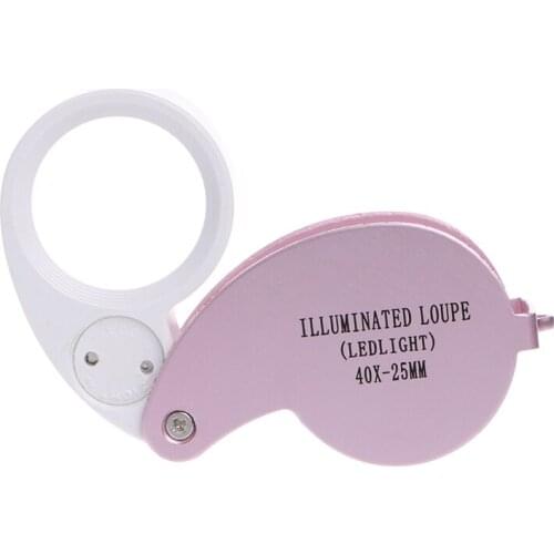 40X 25mm Glass Magnifying Magnifier Len Jeweler Eye Jewelry Loupe With LED Light 62KE
