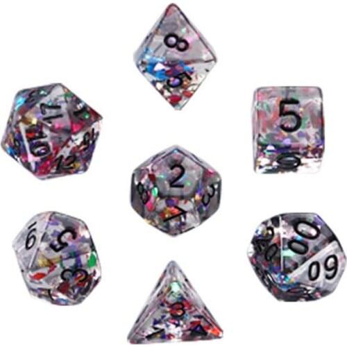 7pcs/set Transparent Multicolored Polyhedral Dice TRPG DND Table Game Dice Board Games Accessories Parts