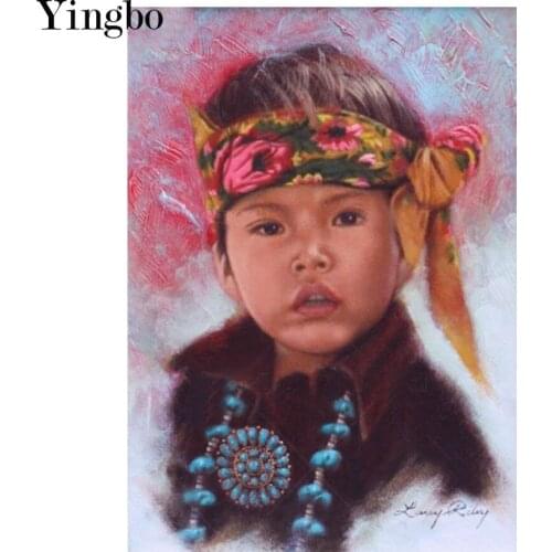 American Natives Indian little boy DIY Diamond Painting Rhinestones Pictures Diamond Embroidery Handicraft Full Square Drill