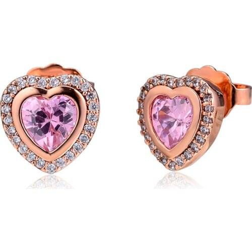 Sparkling Love Rose Stud Earring 100% 925 Sterling-Silver-Jewelry Free Shipping