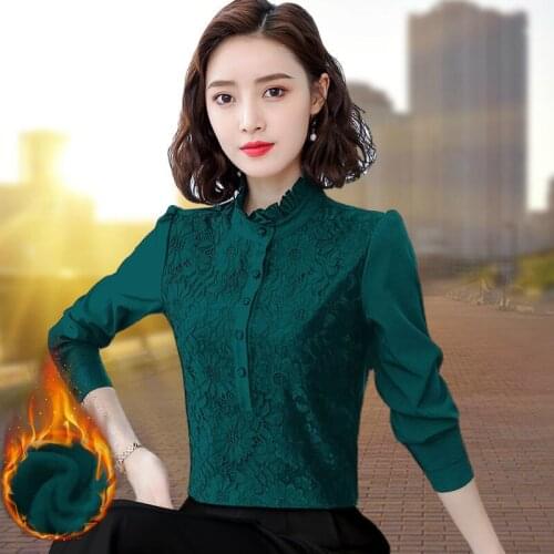 Blouse Women Lace Chiffon Shirt Womens Long Sleeve Autumn Winter Coat Blusas Mujer De Moda