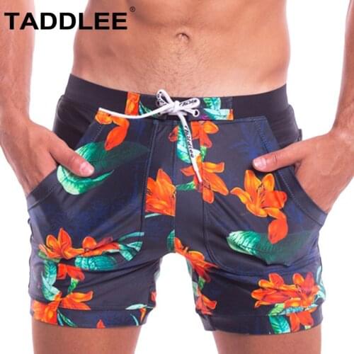 Taddlee Brand Sexy Mens Swimwear Swimsuits Swim Boxer Trunks Briefs Bikini Bathing Suits Quick Drying Board Surf Shorts Pockets