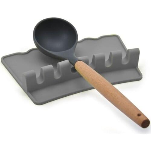 1 Piece Silicone Utensil Rests with Drip Pad 6 Slots Heat-Resistant Silicone Spoons Rest and Spoon Holders for stove Top