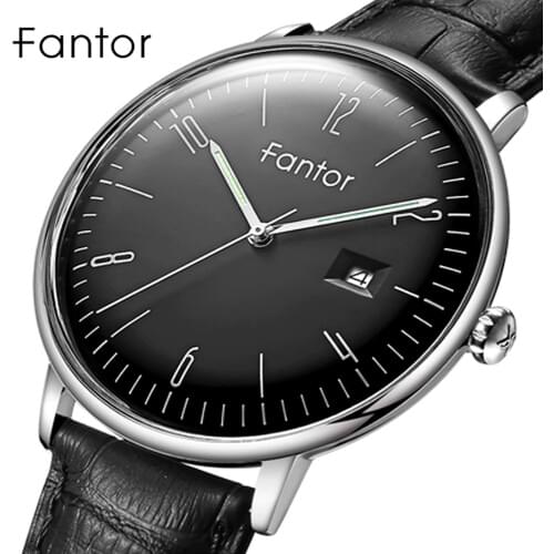 Fantor Casual Dress Men Simple Classic Wrist Watch Mens Top Brand Luxury Quartz Genuine Leather Watches Relogio Masculino