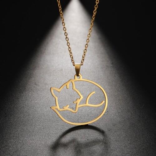 Skyrim Fashion Fox Animal Pendant Necklace Stainless Steel Initial Chain Necklaces Summer Jewelry Best Wishes for Women Girls