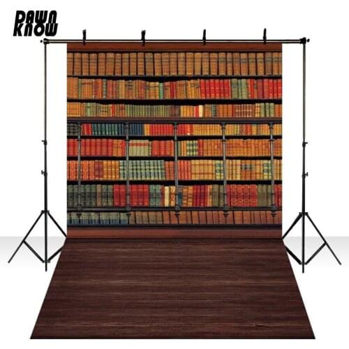 DAWNKNOW Bookshelf Desk Vinyl Photography Background Children Floor Polyester Backdrop For Wedding Photo studio Props F2690