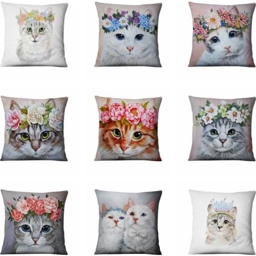 Super Sofa Velvet Cat Illustration Printed Pillowcase Almofadas Decorativas Para Sofa Throw Pillow Decorative Pillows 45*45cm