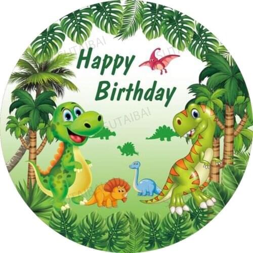 Dinosaur Theme Party Boys Birthday Round Backdrop Jungle Safari Circle Photography Background Cover Baby Shower Photophone