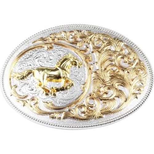 Running Horse Belt Buckle Golden Big Size Denim Clothing Accessories