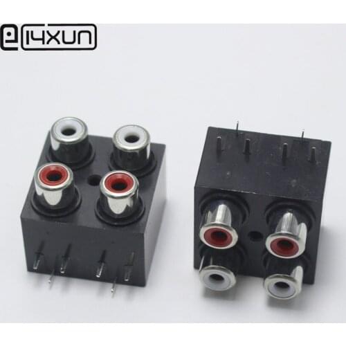 EClyxun 1ps RCA4-7 Socket Right Angle AV Lotus jack Sealed Type AV4-8.4-7 4Pole Audio Connector