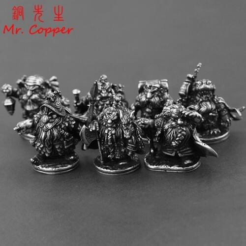 White Copper Ornament Dwarf Legion Soliders Model Figurines Miniatures Toys Boys Cartoon Desk Metal Doll Decoration Accessories