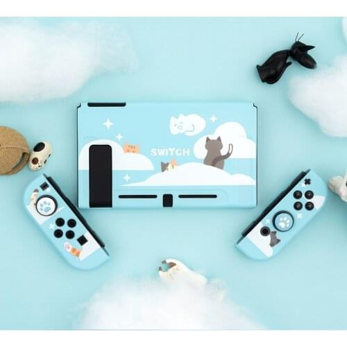 Geekshare Nintendo Switch Case Nebula Cat Cartoon Cute Clouds Fairy League Soft TPU Cover Back Grip Shell For Nintendo Switch