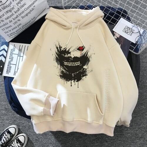 Hot Japanese Anime Tokyo Ghoul Graphic Hoodies Men Kawaii Clothing Cartoon Kaneki Ken Sweatshirt Unisex Streetwear Male