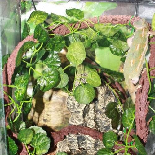 Artificial Vine Reptile Terrarium Box Habitat Decoration Lizard Green Fake Plants Leaves