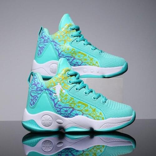 Boy Light Basketball Shoes Breathable Anti-slip Basketball Sneakers Children Lace-up Sports Shoes Gym Ankle Boots Basket Homme