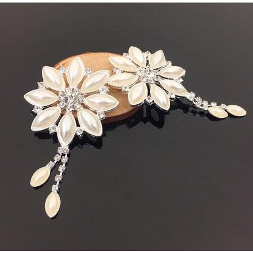 Flower metal rhinestone buttons ivory pearl button with tassel DIY wedding party decor hair flower center scrapbooking