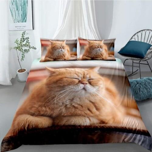 3D cat printed duvet cover set queen size kids bedding set with pillowcase comforter set bedclothes home textile bed linen
