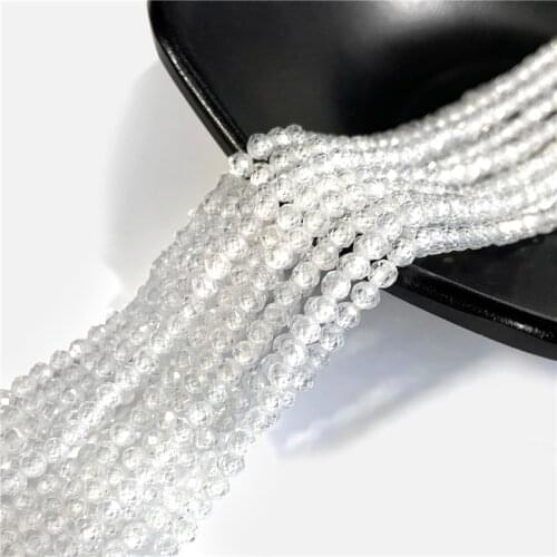 Small Beads Natural Stone Beads White Zircon Section Loose Beads for Jewelry Making Necklace DIY Bracelet Accessories (38cm)