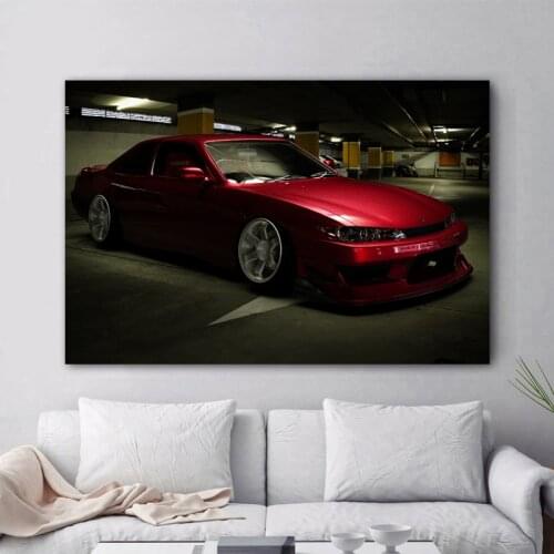 Nissan S14 Red Car JDM Classic Cars Wall Decor Posters Canvas Printed Art Home Living Room Decorations Painting And Calligraphy