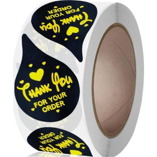New Thank You Stickers For Your Order With Hears 500pcs Droplets Shape Adhesive Seal Labels For Party Supplies, Business Packing