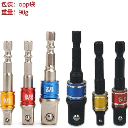 Shank Drill Socket Adapter for Impact Driver with Hex Shank to Square Socket Drill Bits Bar Extension Set 1/4" 3/8" 1/2 Bit Set