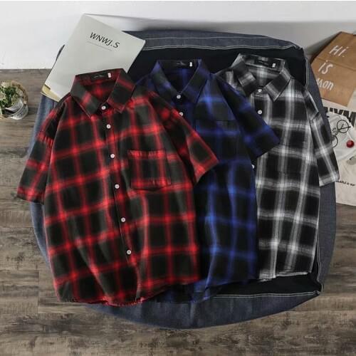 100% Cotton Flannel Mens Plaid Shirt Slim Fit Summer Plaid Shirts Male Brand Casual Short Sleeved Shirts Soft Comfortable Tops