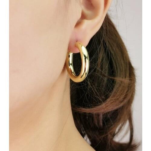 30mm Diameter Copper Hoop Earrings For Women 2021 Fashion Jewelry Classic Alloy Statement Circle Earrings Girl UKMOC