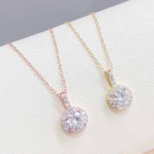 Showfay 2021 New Fashion Zircon Necklace Womens Fashion Elegant Chain Pendant Necklace Personalized Jewelry Gift for Women