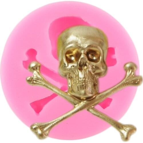 Halloween Skull Head Silicone Mold Cupcake Topper Chocolate Fondant ​Mould Cake Decorating Tools Resin Clay Candy Moulds