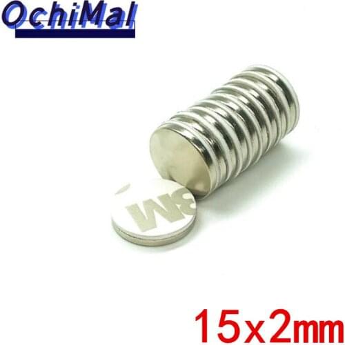 50PCS 3M 15x2 N35 Strong Disc NdFeB Magnet 15*2mm 3M double-sided tape Belt with 3M self - adhesive Neodymium Magnets 15x2mm 3M