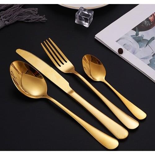4Pcs Tableware Set Fork Spoon Knife Kitchen Cutlery Set Stainless Steel Dinnerware Dinner Set Holiday Gift Travel Camping Kits