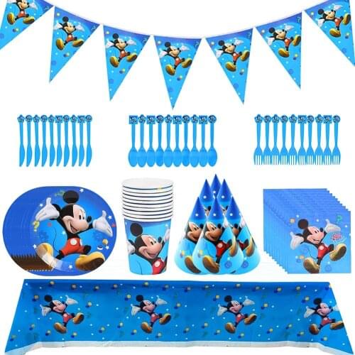 Disney Mickey Mouse Party Supplies Decorations Paper Cups Plates Napkins Banner Tablecloth Girls Boys Birthday Baby Shower