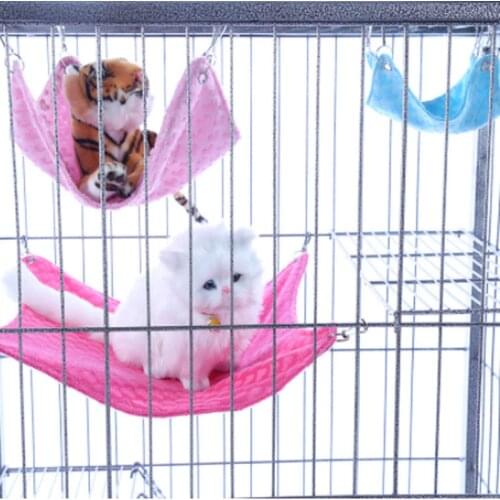 Warm Flannel Hamster Chinchilla Embossed Owl Printed Hammock Guinea Pig Rabbit Hanging Bed Cage Accessories Pet Bird Hammock