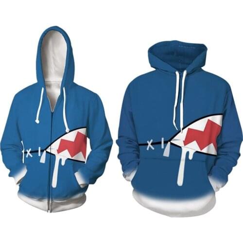 Hololive Gawr Gura Cosplay Hoodie 3D Printed Sweatshirt Anime Men Women Casual Pullover Streetwear Zip Up Jacket Coat