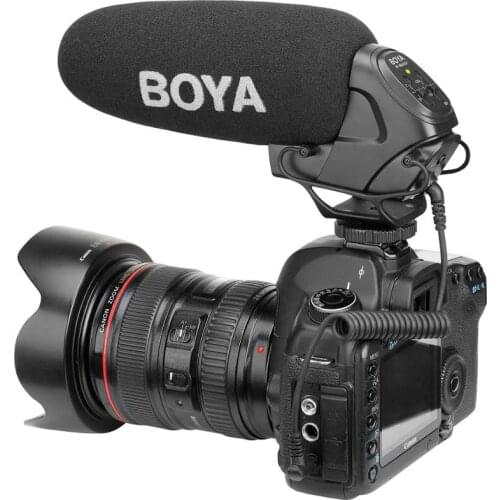 BOYA BY-BM3031 On-Camera Shotgun Microphone PAD Switch: -10dB, 0, 20dB & 3.5mm Input for DSLR Cameras, Video Cameras, Recorders