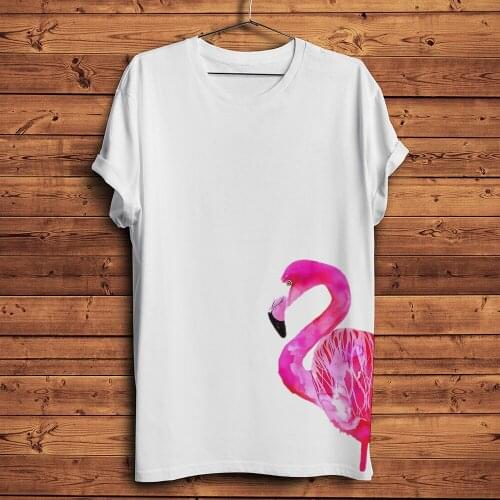 Watercolor Flamingo funny tshirt men summer new white short sleeve casual o-neck homme t shirt unisex streetwear tee