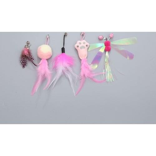 Funny Cat Wand Toy Pet Cat Three-section Telescopic Cat Stick Set Cat Replacement Feather Toy Head Kitten Interactive Toy Hotsel